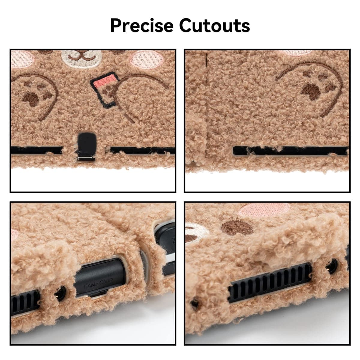 GeekShare Cute Plush Protective Case Cover Compatible with Nintendo Switch OLED Console and Joy Con - Shock-Absorption and Anti-Scratch Skin Case for OLED Switch - Plush Bear thumbnail 4