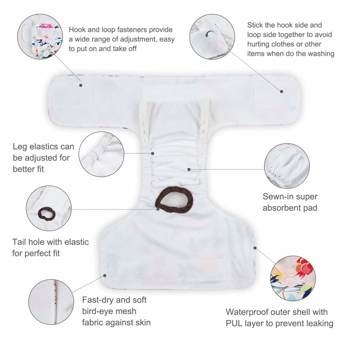 CuteBone Reusable Dog Diapers Female D11XS-CA thumbnail 3