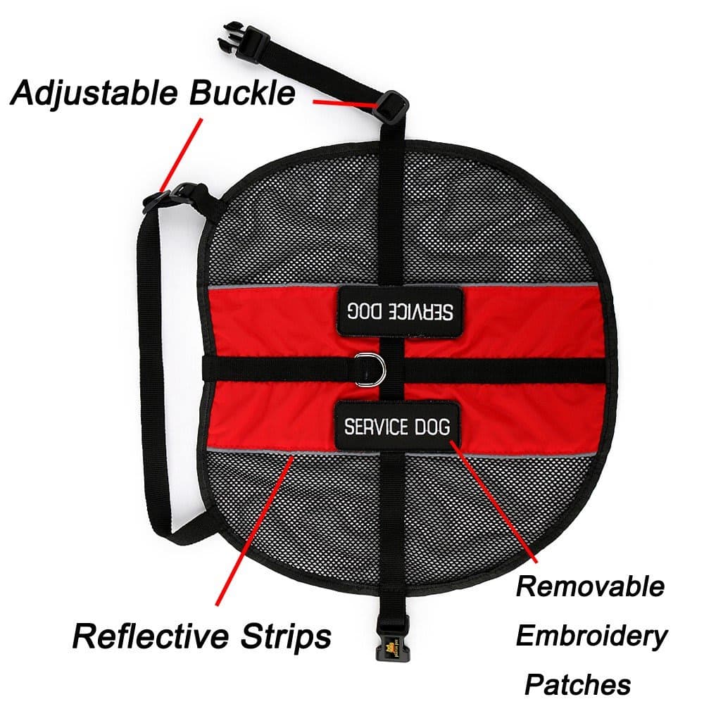 PLUTUS PET Service Dog Vest with 2 Removable Patches, Light Weight and Breathable Mesh Service Animal Harness,Perfect for Summer and Hot Days,Red,L,Girth 26.7-31.5" thumbnail 2
