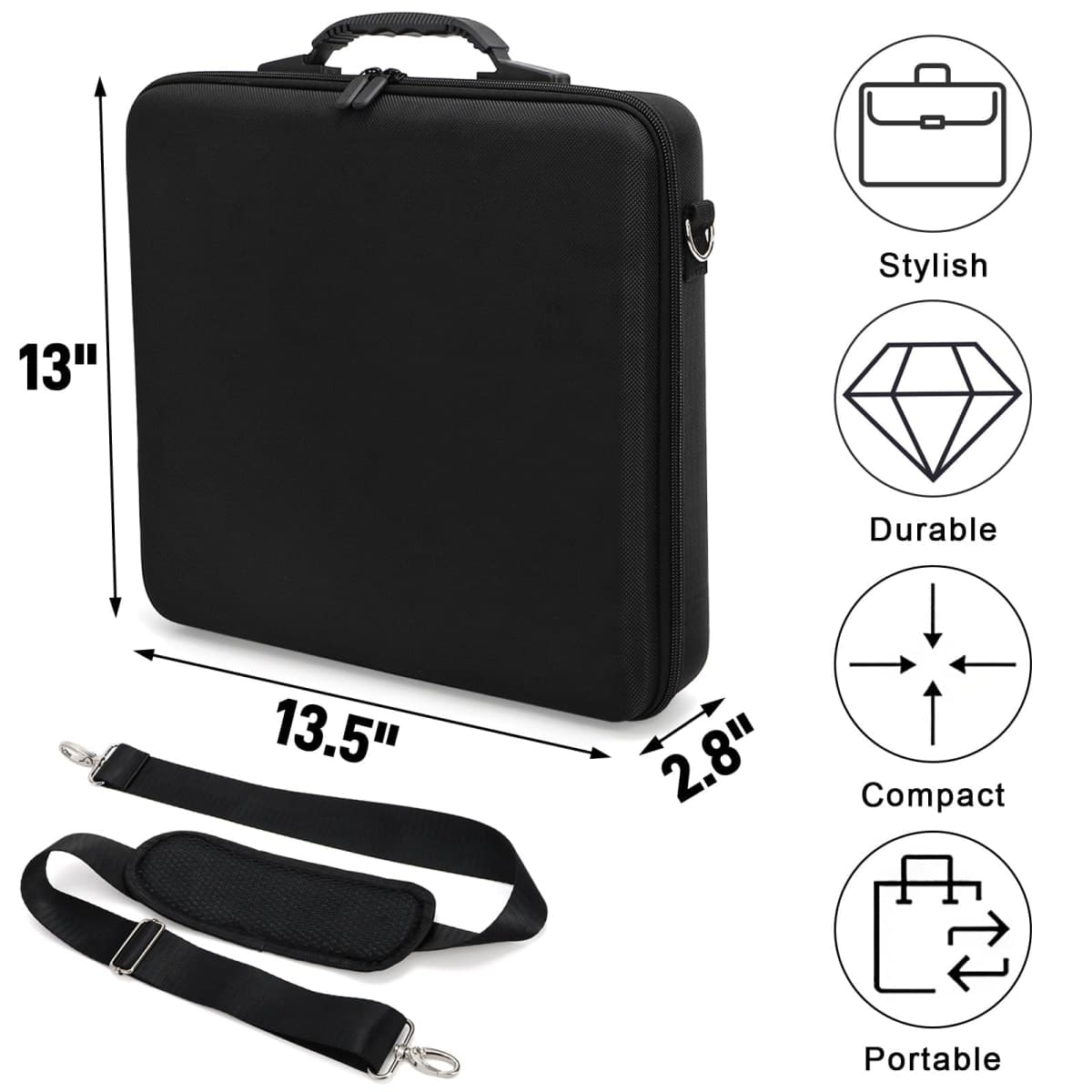 Pumtus Pool Ball Carrying Case, Billiard Balls Storage Bag with Handle & Adjustable Shoulder Strap, EVA Pool Ball Travel Box, Padded Cue Ball Holder for 17 Professional Ball Set (Bag Only) thumbnail 2