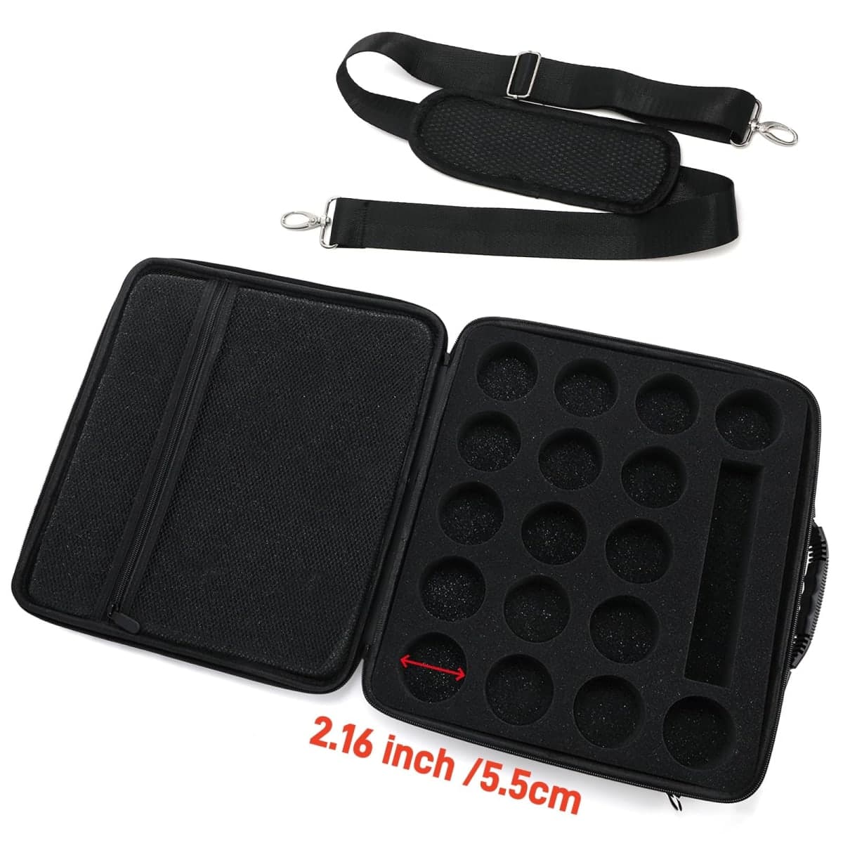 Pumtus Pool Ball Carrying Case, Billiard Balls Storage Bag with Handle & Adjustable Shoulder Strap, EVA Pool Ball Travel Box, Padded Cue Ball Holder for 17 Professional Ball Set (Bag Only) thumbnail 3