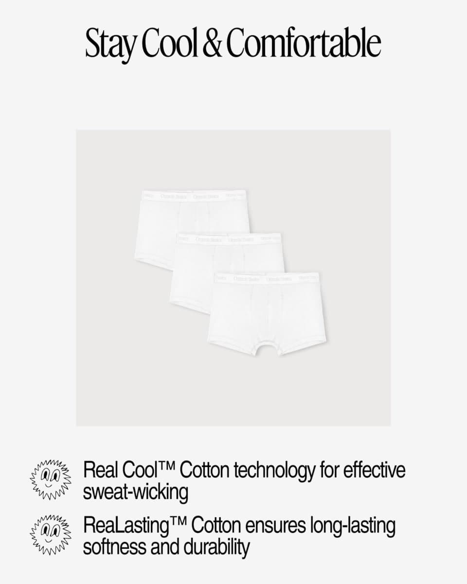 Organic Basics Men's Core Trunks 3-Pack Underwear, White/White/White, Large thumbnail 3