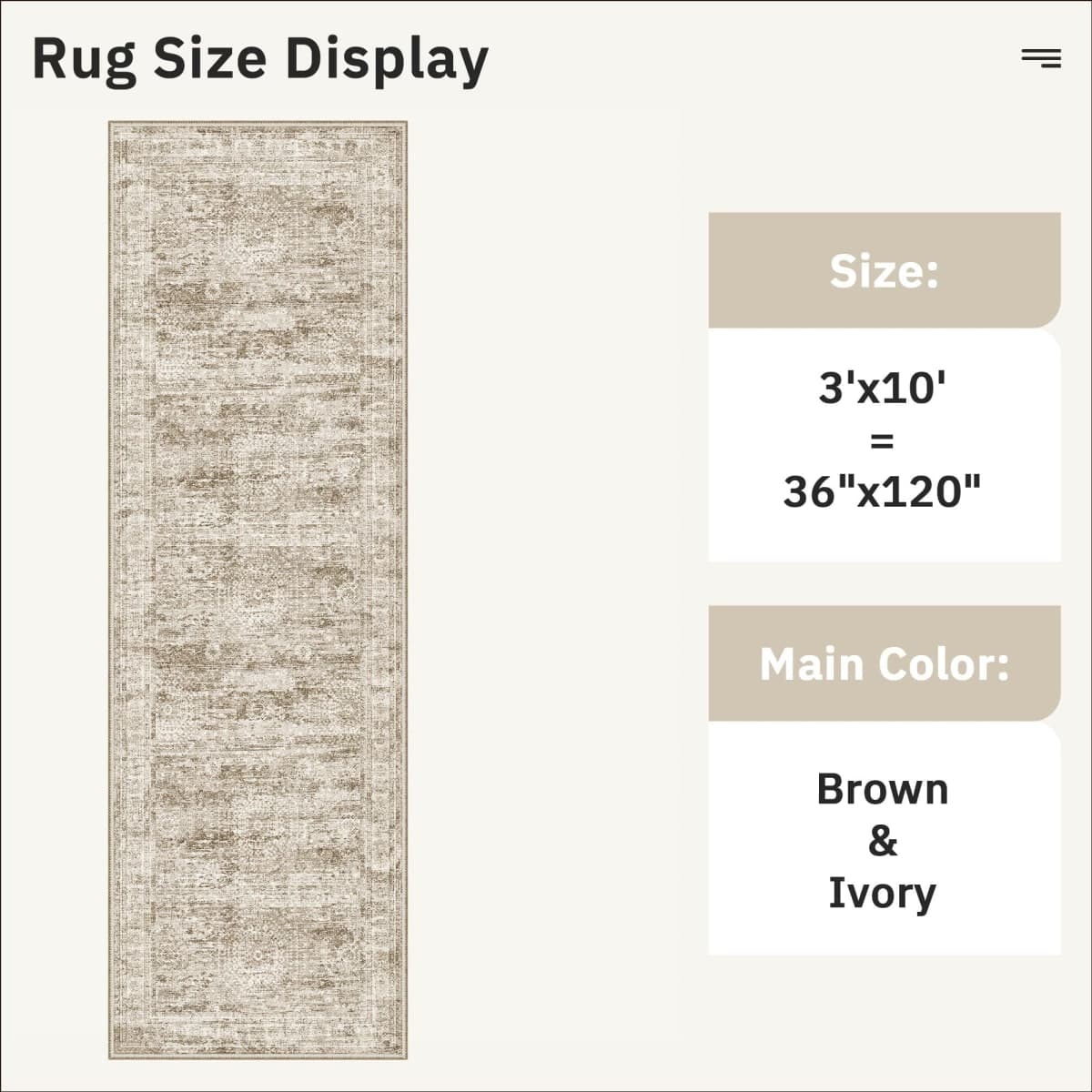 Soalmost Runner Rug 3x10 Washable Non-Slip Hallway Runner Rugs for Kitchen Bathroom Laundry Room Brown Vintage Floor Carpet Runners for Hallways Entryway thumbnail 5