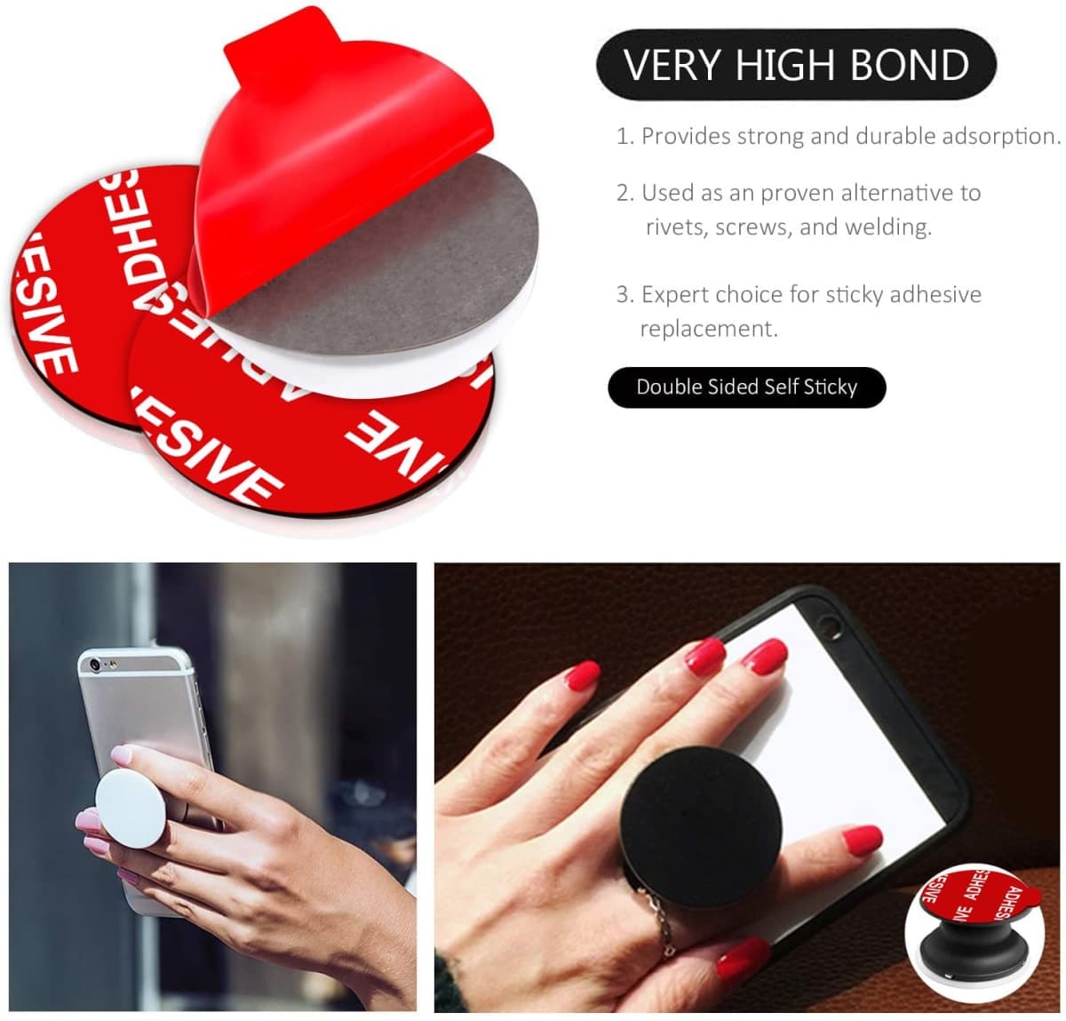 AZXYI Very High Bond Sticky Adhesive, 9 Pack Adhesive Replacement for Socket Base, 1.4 inches Double Sided Sticker Tapes for Phone Collapsible Grip & Stand Base thumbnail 4