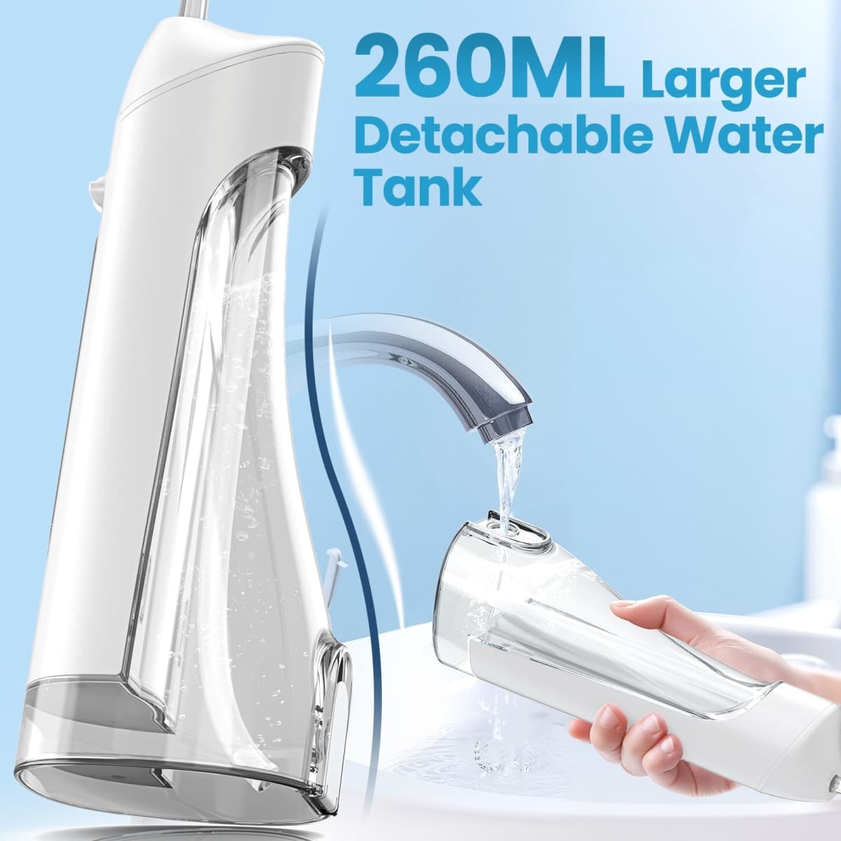 Water Flosser, Water Dental Flosser Pick for Teeth, IPX7 Waterproof Oral Irrigator, 3 Modes 4 Replaceable Jet Tips, Professional Flossing Cleaning Picks for Home Travel Gums, Braces Care thumbnail 3