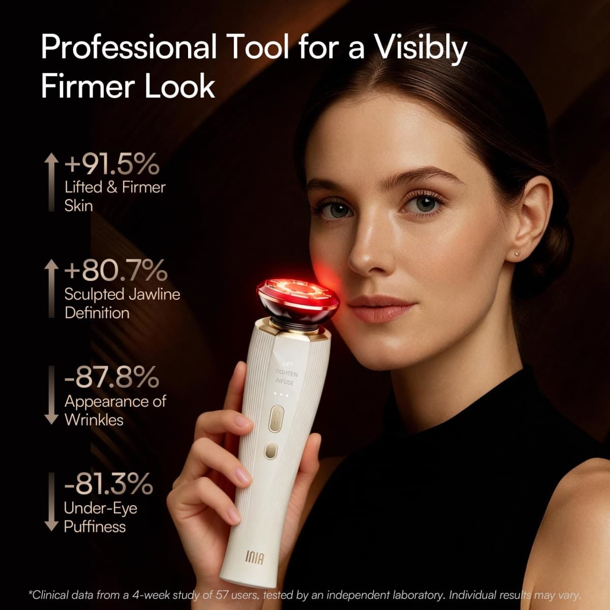 INIA 3-in-1 Red Light Therapy for Face and Neck Beauty Device for Puffiness & Skin Firming Skincare Tool (White) thumbnail 3