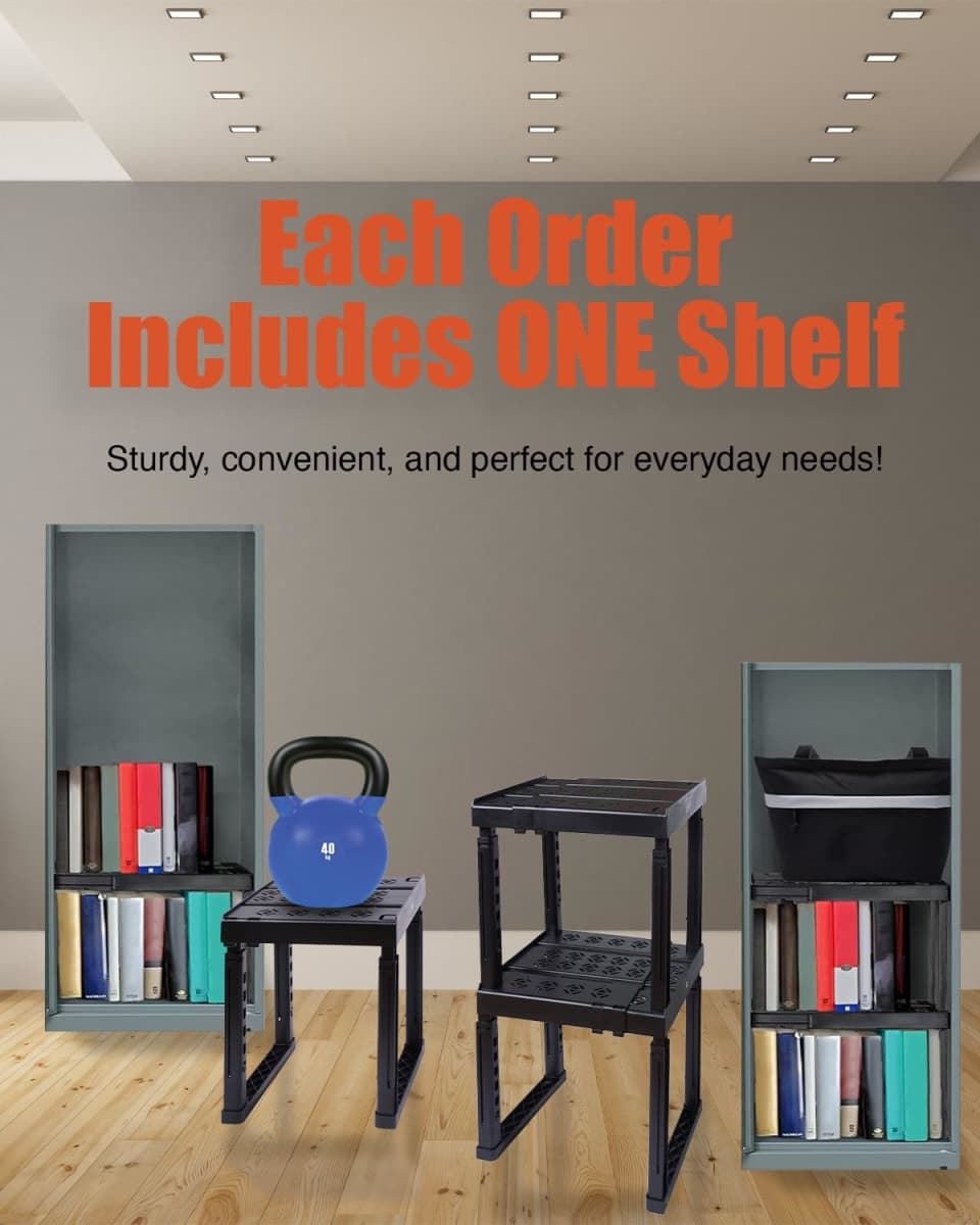 Piffny Locker Organizer Shelf， Adjustable Width and Height, Stackable, Ideal Locker Shelf for School, Office, Gym Lockers, or Even Kitchen Cabinets & Under Sink Organization (Black 1 Pack) thumbnail 3