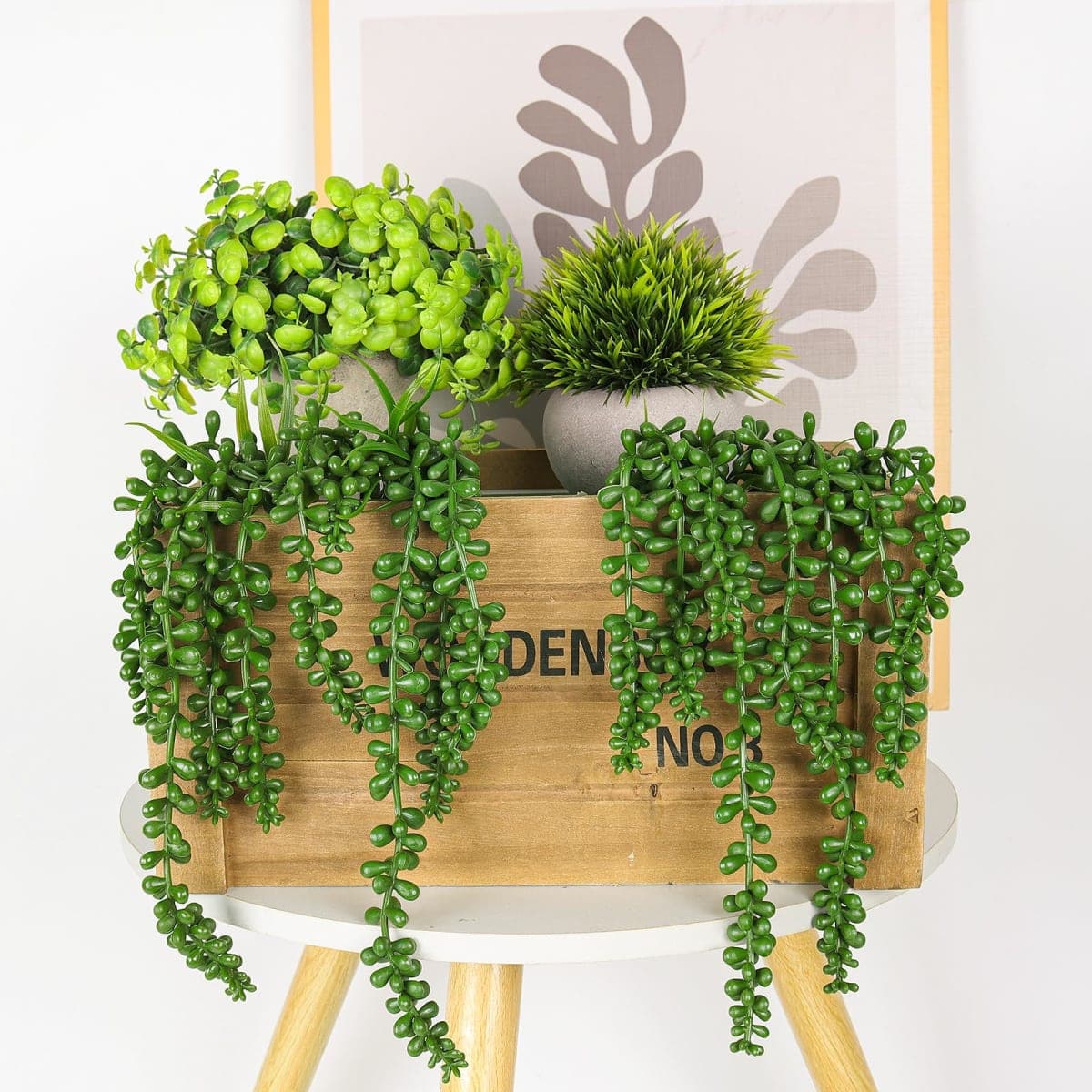 RECUTMS 8pcs Artificial Succulent Plants Hanging String of Pearls Plant Faux Succulent Draping Greenery Unpotted Branch Succulent Plant for Home Office Basket Planter Indoor Outdoor Decor(Green) thumbnail 5