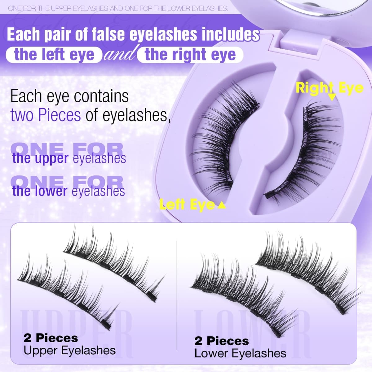 Lanflower Magnetic Eyelashes with Applicator, Mangetic Eyelashes Natural Look, Wispy Magnetic Lashes, No Glue Needed Magnetic Eyelashes, Strong Hold, Reusable, Waterproof, Cat Eye, No Irritation thumbnail 2