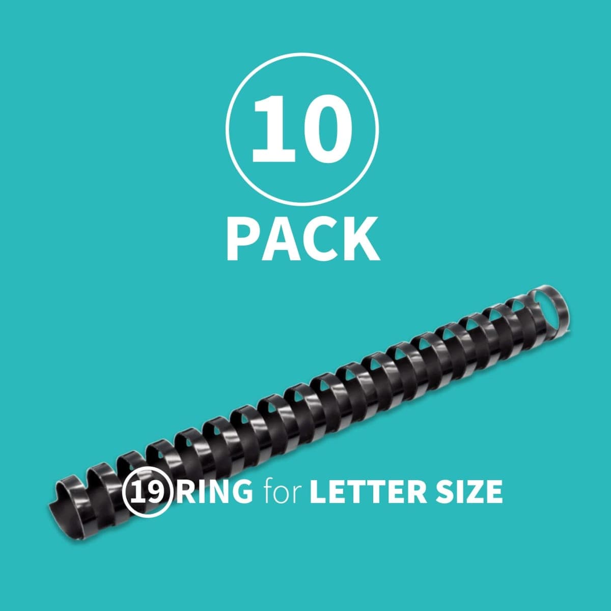 Binditek 10 Pack Plastic Comb Binding Spines, 1 Inch Diameter, 225 Sheet Capacity, Letter Size, Black Binding Comb, for Students and Coworkers thumbnail 2