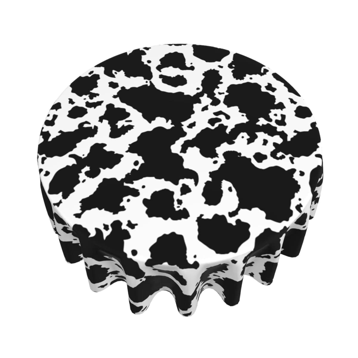 KUOAICY Cow Print Tablecloth Round Table Cover Washable Reusable for Kitchen Dining Picnic Party Holiday Decor 60 Inch — image 1