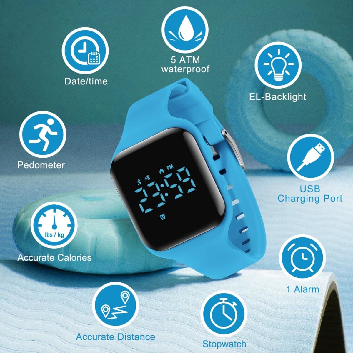 A ALPS Kids Watches for Girls Boys Digital Sport Watch with Step Counter Pedometer Vibration Alarm Clock, No App Waterproof Fitness Tracker Kids Watch Boys Girls Teens Students Ages 5-16 thumbnail 3