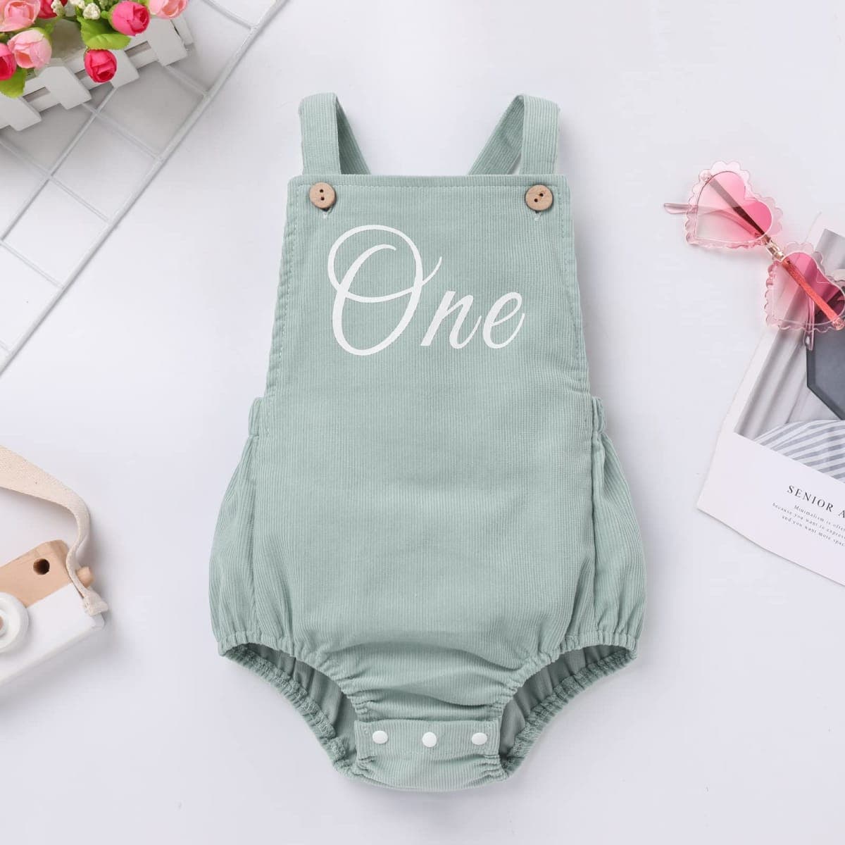 IMEKIS Cake Smash Outfit Boy Girl: First 1st Birthday Wild One Baby Boho Bubble Romper Photoshoot Light Green One 6-12 Months thumbnail 2
