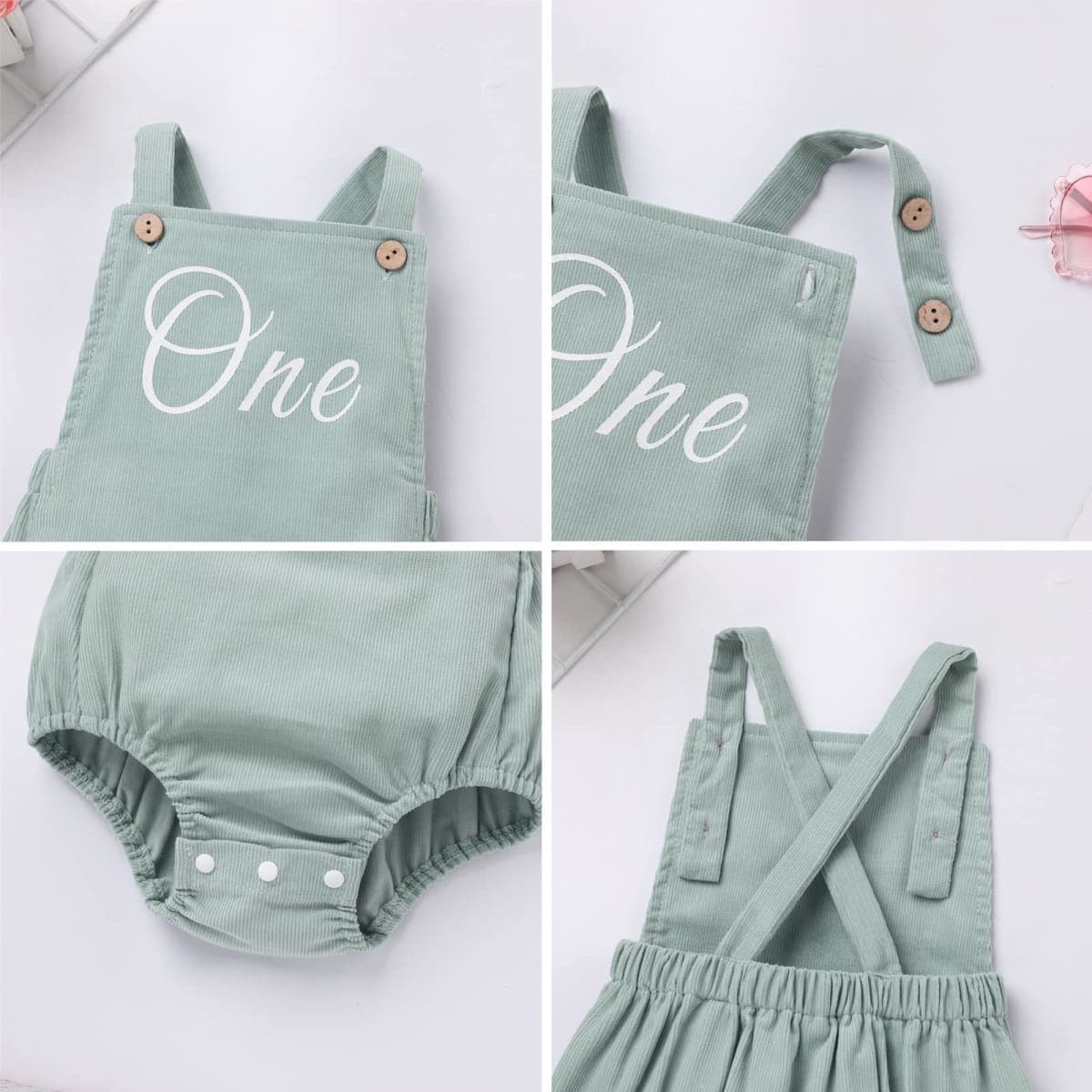 IMEKIS Cake Smash Outfit Boy Girl: First 1st Birthday Wild One Baby Boho Bubble Romper Photoshoot Light Green One 6-12 Months thumbnail 4