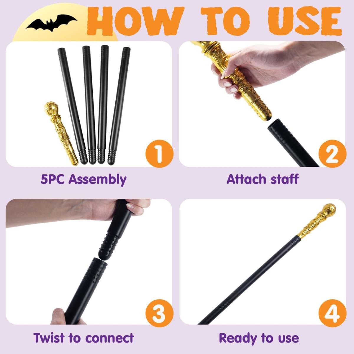 Spooktacular Creations Walking Cane Costume, Vintage Staff Prop Stick Accessories for Dress Pimp Canes Costume for Adults and Kids thumbnail 3