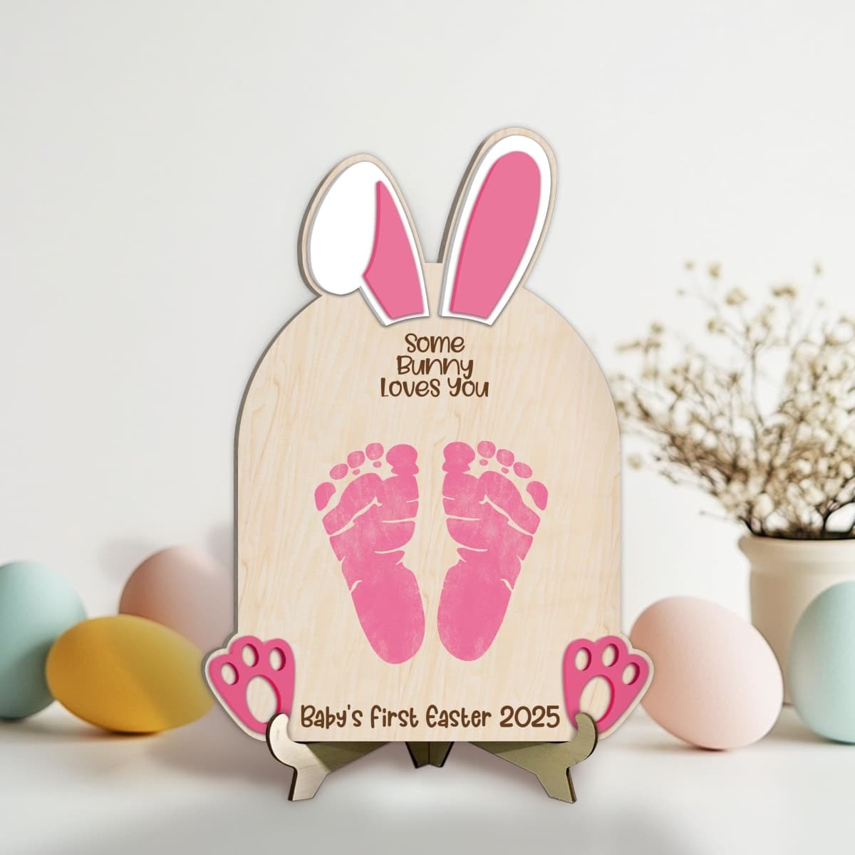 Baby's First Easter Footprint Sign, My First Easter Gifts 2025, First Easter Sign, DIY Easter Craft Baby First Easter Handprint Sign, Easter Decorations, Easter Gifts for Babies First Easter thumbnail 3
