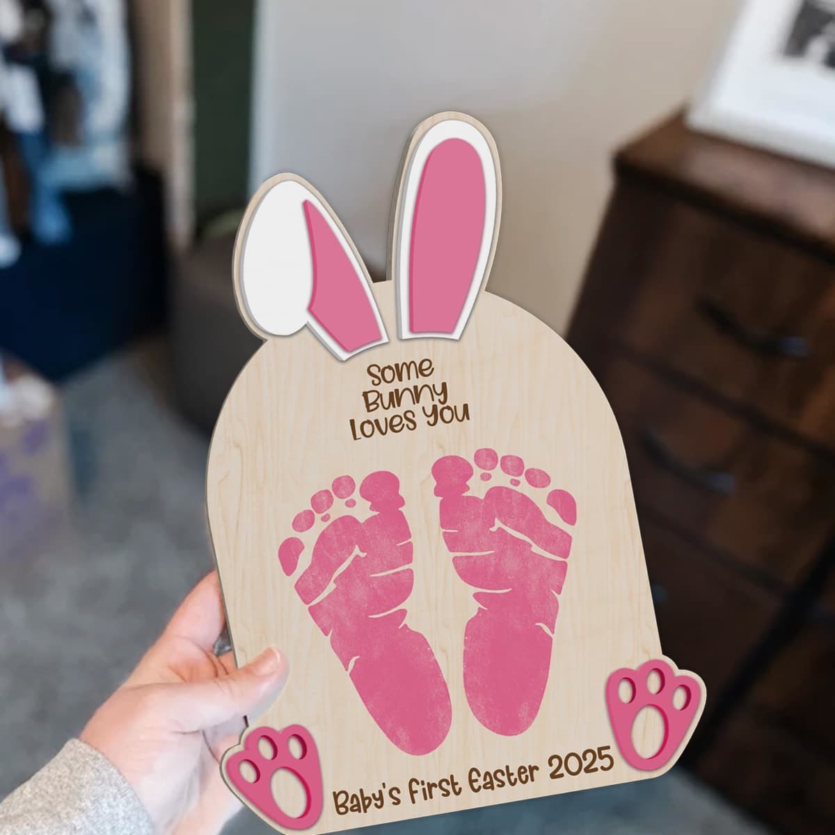 Baby's First Easter Footprint Sign, My First Easter Gifts 2025, First Easter Sign, DIY Easter Craft Baby First Easter Handprint Sign, Easter Decorations, Easter Gifts for Babies First Easter thumbnail 5