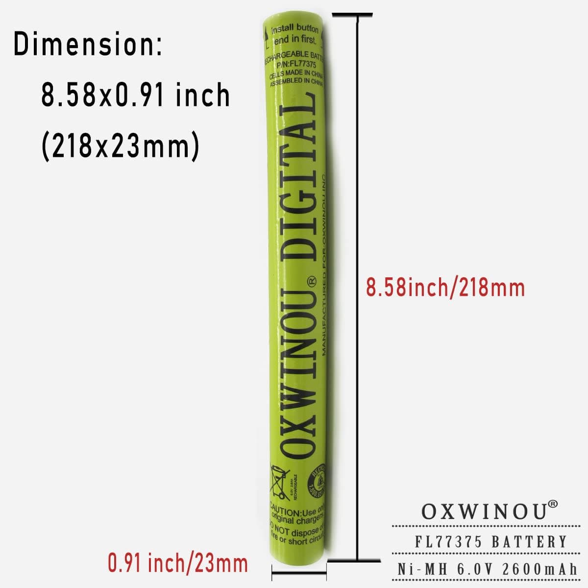 77375 Battery Compatible with STREAMLIGHT FLASHLIGHTS 77175 9926J SL20LP SL20L SL20XP-LED 6V 2600mAh NiMH OXWINOU Battery Stick (1-Pack) thumbnail 2