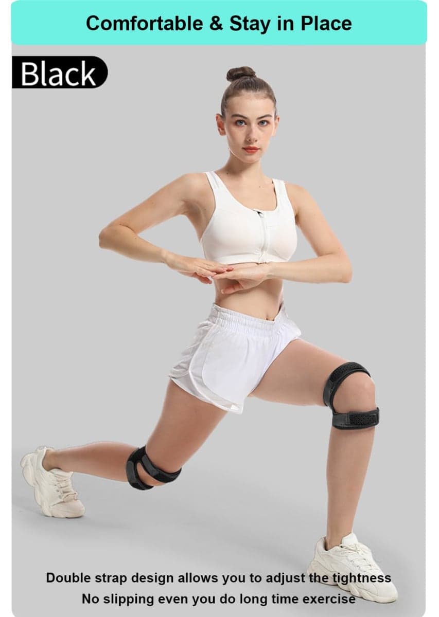 Knee Brace for Women Men Knee Braces for Knee Pain, Patellar Tendon Support Strap, Knee Brace for Meniscus Tear Knee Compression Sleeve for Knee Pain Men Women (Black) thumbnail 3