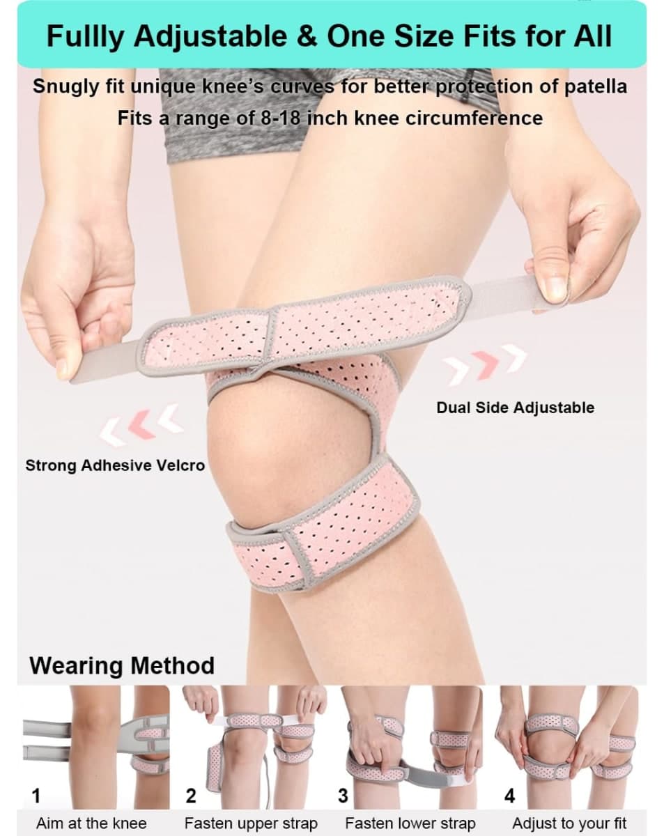 Knee Brace for Women Men Knee Braces for Knee Pain, Patellar Tendon Support Strap, Knee Brace for Meniscus Tear Knee Compression Sleeve for Knee Pain Men Women (Black) thumbnail 4