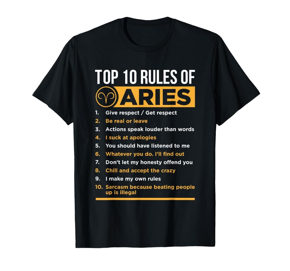 Aries Traits Facts Horoscope Zodiac Astrological Sign Gift T-Shirt Small — image 1