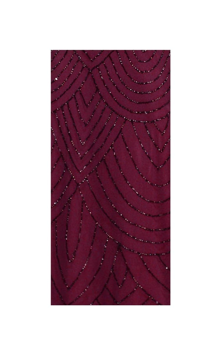 Adrianna Papell Women's Halter Art Deco Beaded Blouson Dress, Cassis, 14 thumbnail 3