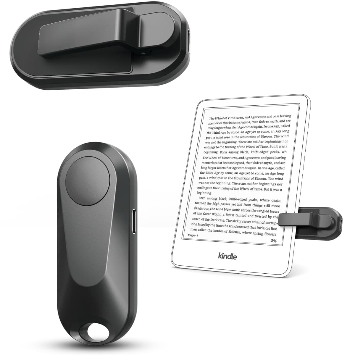 DATAFY Remote Control Page Turner for Kindle Paperwhite Oasis Kobo E-Book eReaders, Remote Camera Shutter and Video, Page Turner Clicker for ipad Tablets Reading Novels with Wrist Strap Storage Bag — image 1