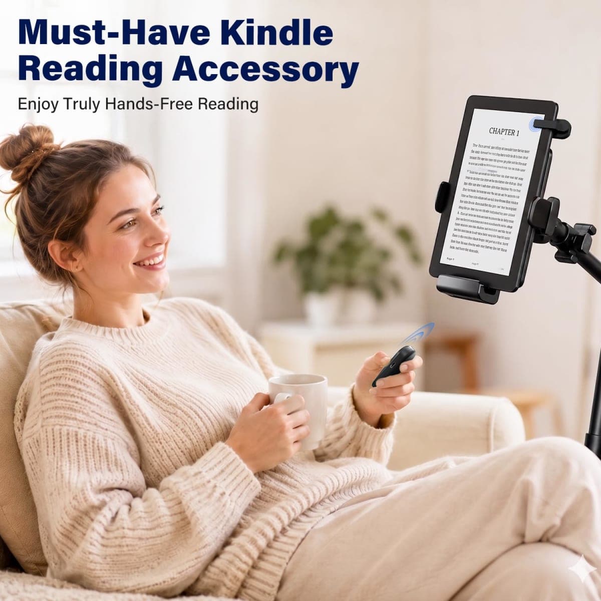 DATAFY Remote Control Page Turner for Kindle Paperwhite Oasis Kobo E-Book eReaders, Remote Camera Shutter and Video, Page Turner Clicker for ipad Tablets Reading Novels with Wrist Strap Storage Bag thumbnail 2