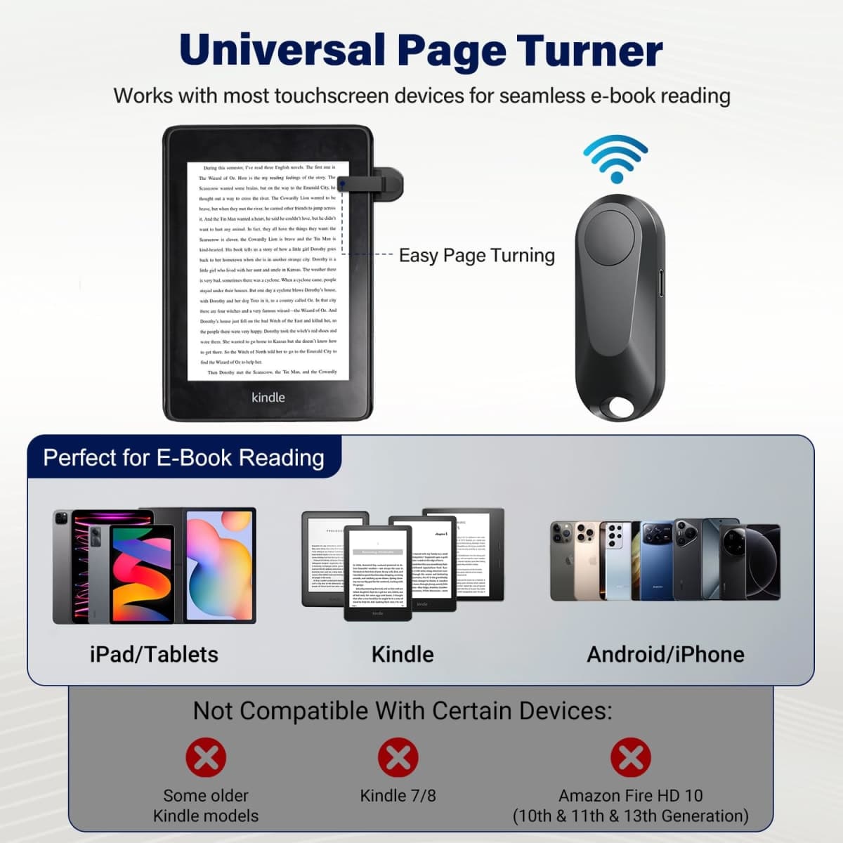 DATAFY Remote Control Page Turner for Kindle Paperwhite Oasis Kobo E-Book eReaders, Remote Camera Shutter and Video, Page Turner Clicker for ipad Tablets Reading Novels with Wrist Strap Storage Bag thumbnail 5