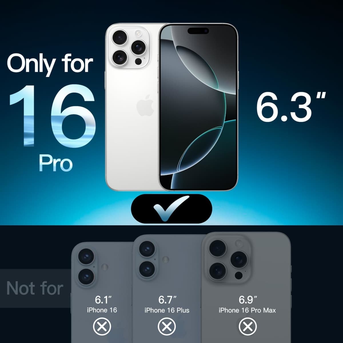 JETech Screen Protector for iPhone 16 Pro 6.3-Inch, Tempered Glass Film with Easy Installation Tool, Case-Friendly, HD Clear, 2-Pack thumbnail 2