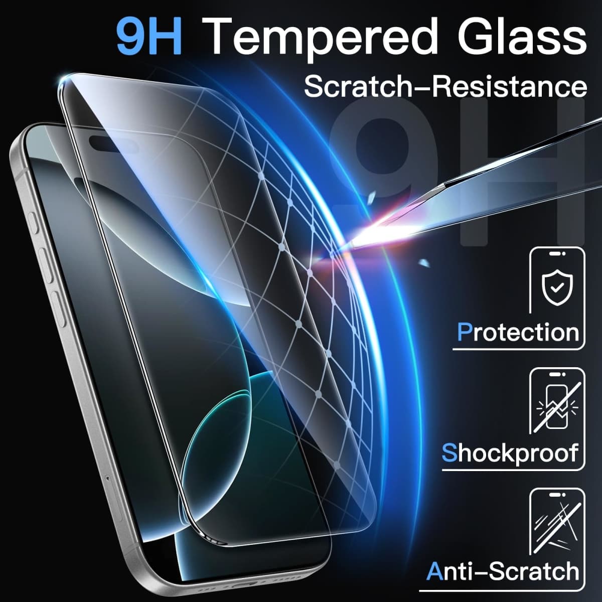 JETech Screen Protector for iPhone 16 Pro 6.3-Inch, Tempered Glass Film with Easy Installation Tool, Case-Friendly, HD Clear, 2-Pack thumbnail 5