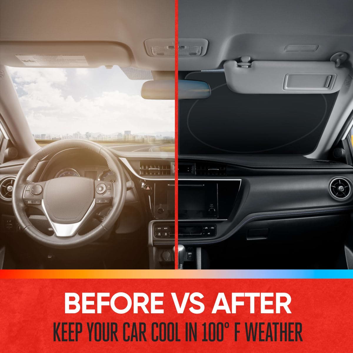 Motor Trend 1 Piece Pop-Up Auto Shade, Universal Car Windshield Sun Shade for Front Window, Collapsible Foldable Sunshade for Car Windshield, Keeps Interior Cool Heat UV (Large, 68 x 35 inches) thumbnail 5