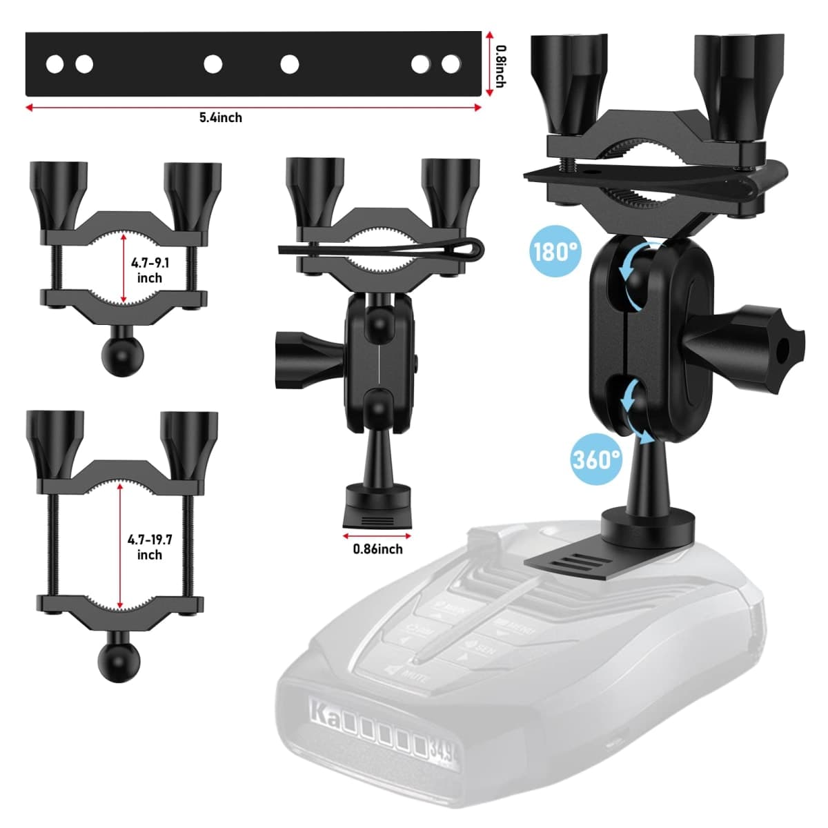 SDSACZMU Car Rear View Mirror Radar Detector Mount, for Cobra RAD 480i Radar Detector,Easy to Install (at Least 1 inch of Clear Rod Space is Required for Installation) thumbnail 3