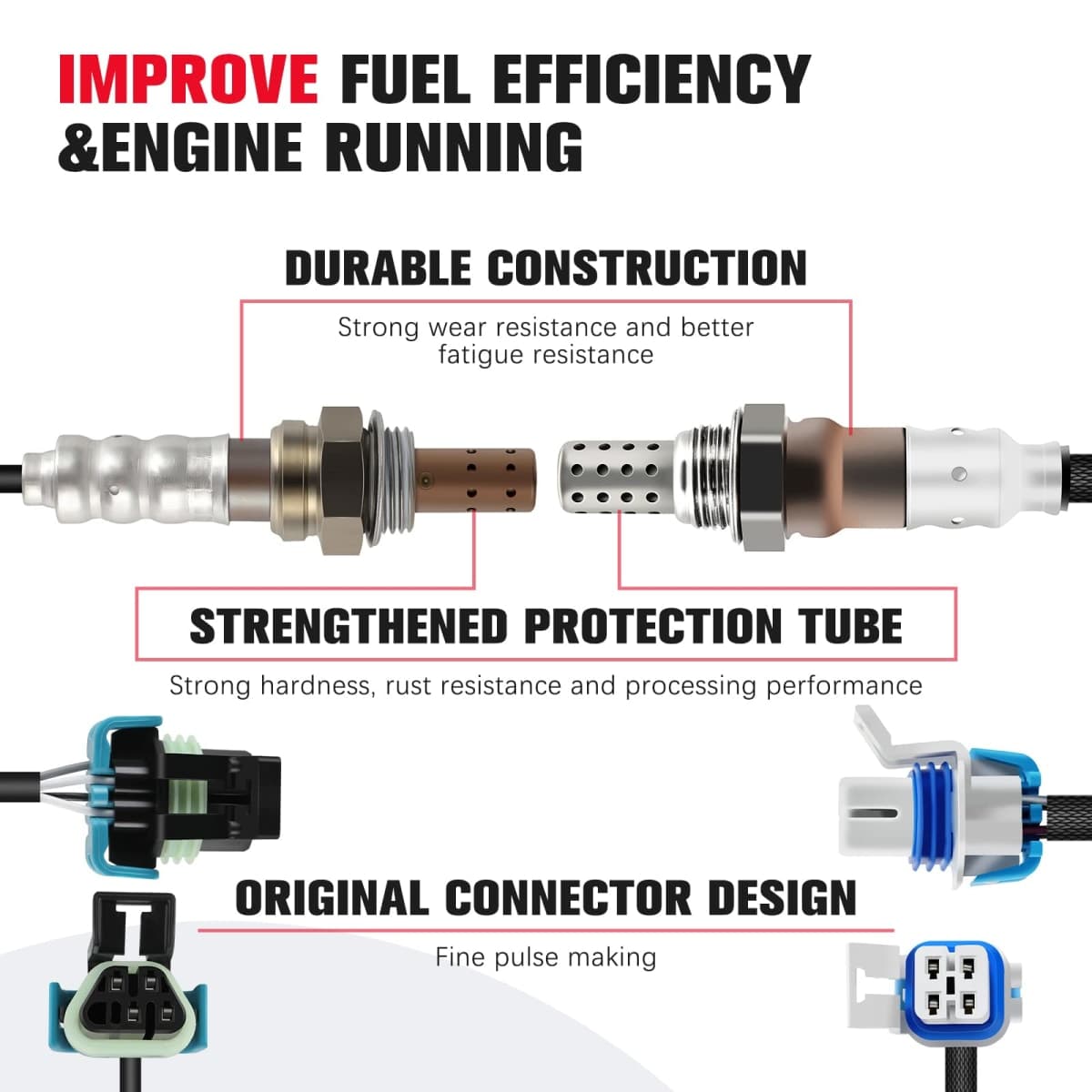 QIJIAUTO O2 Oxygen Sensor Upstream and Downstream 21549 213-4229 Compatible with for CADILLAC ESCALADE, for CHEVROLET CAMARO/SILVERADO 1500/2500/3500/SUBURBAN 1500, for GMC SIERRA 1500/2500/3500/YUKON thumbnail 4