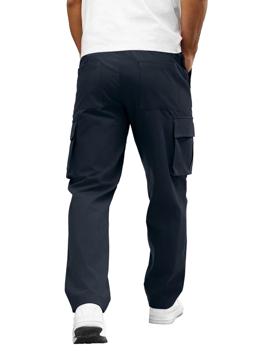 PLEPAN Mens Cargo Pants Casual Straight Leg Sweatpants Stretch Elastic Waist Joggers Hiking Athletic Trousers, Dark Gray, XX-Large thumbnail 2