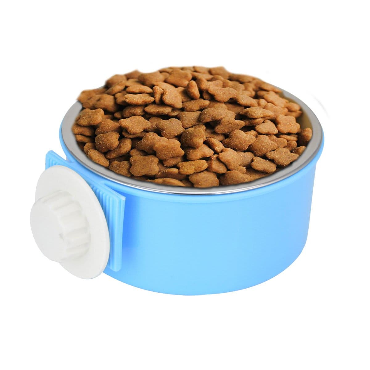 Crate Dog Bowl Removable Stainless Steel Water Food Feeder Bowls Cage Coop Cup for Cat Puppy Bird Pets (Small, Blue) thumbnail 2