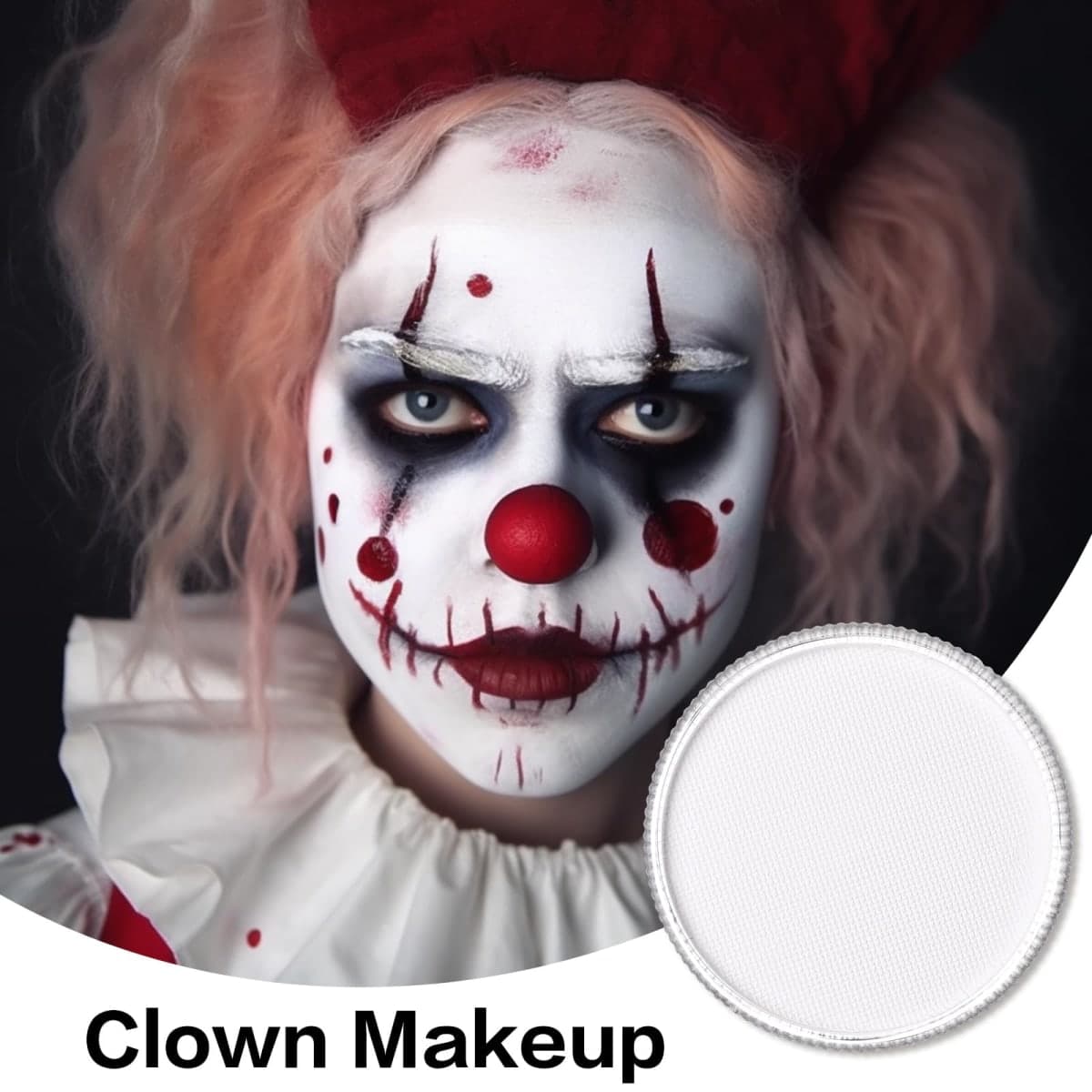 Clown White Face Body Paint(30gm), Water Activated Face Painting Kit for Kids & Adults, Non-Toxic SFX Makeup Facepaint for Halloween Joker Skeleton Skull Vampire Cosplay Costume, Stage & Mime thumbnail 4
