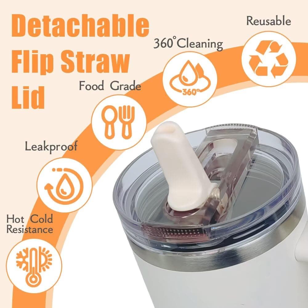 2 Pack 40 oz Tumbler Detachable Flip Straw Lid Replacement Fit for Stanley Quencher ProTour,Leak Proof Lid Compatible with Stanley Cup,No Spill Flip Top Tumbler Cover for Stanley Cup Accessories thumbnail 2