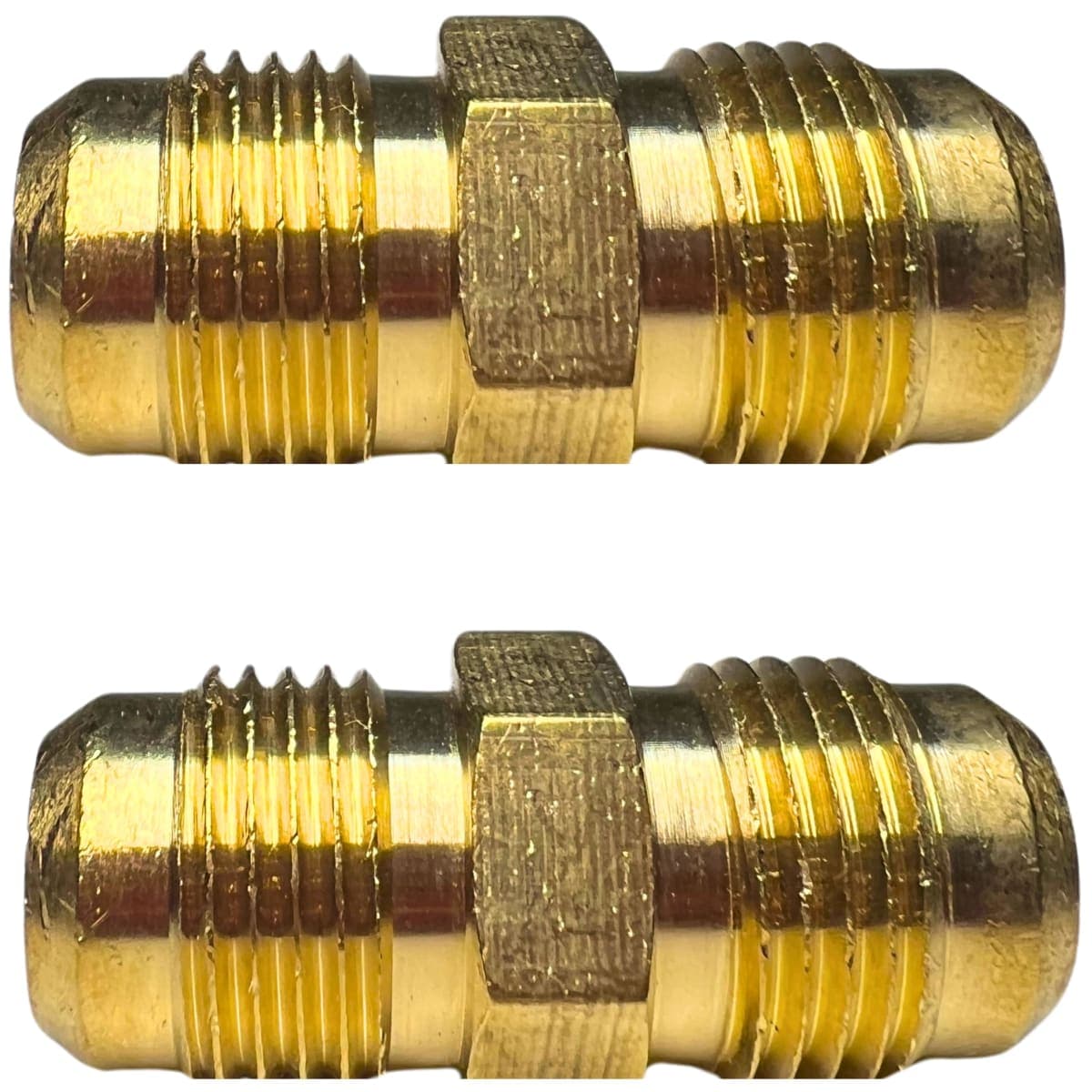 2pcs 3/8 Inch Male Flare x 3/8 Inch Male Flare Connector Gas Adapter Union Pipe Flare Brass Tube Coupler Fitting by CX WONDERLAND thumbnail 2