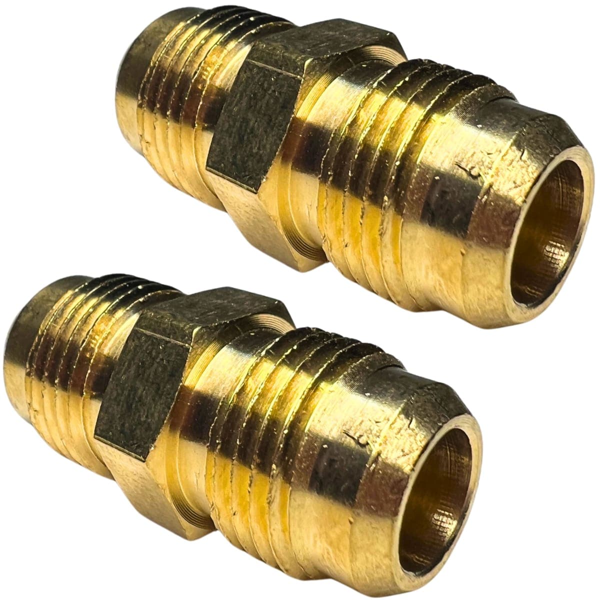 2pcs 3/8 Inch Male Flare x 3/8 Inch Male Flare Connector Gas Adapter Union Pipe Flare Brass Tube Coupler Fitting by CX WONDERLAND thumbnail 4