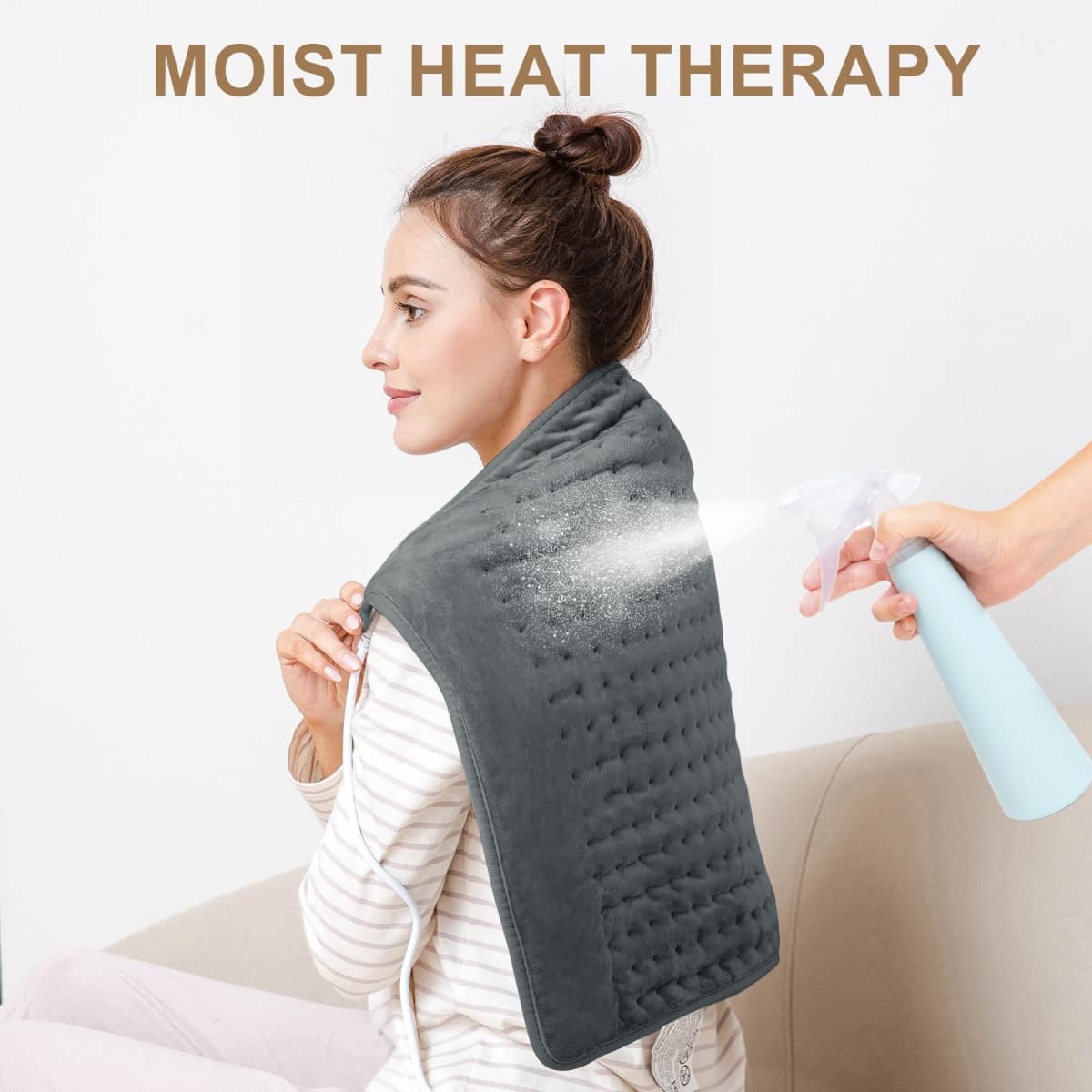 Deepsoon Heating Pad,Electric Heating Pads for Back,Neck,Moist Heating Pad for Abdomen Shoulder Knee Legs,Dry/Moist Heat&Auto Shut Off,Mother's Day Birthday for Men and Women,Dark Gray,24x20 Inch thumbnail 4
