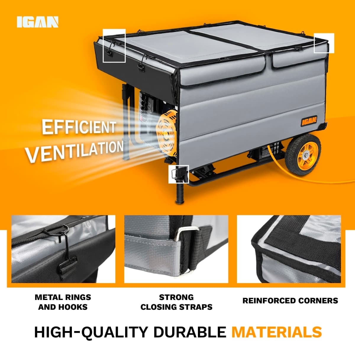 IGAN Generator Tent Running Cover Pro, Ultra Heavy Duty Tarpaulin Enclosure with Windproof Kit, Portable All-Weather Generator Rain Shelter for Most 3500w-12000w generators, Gray-2 thumbnail 3