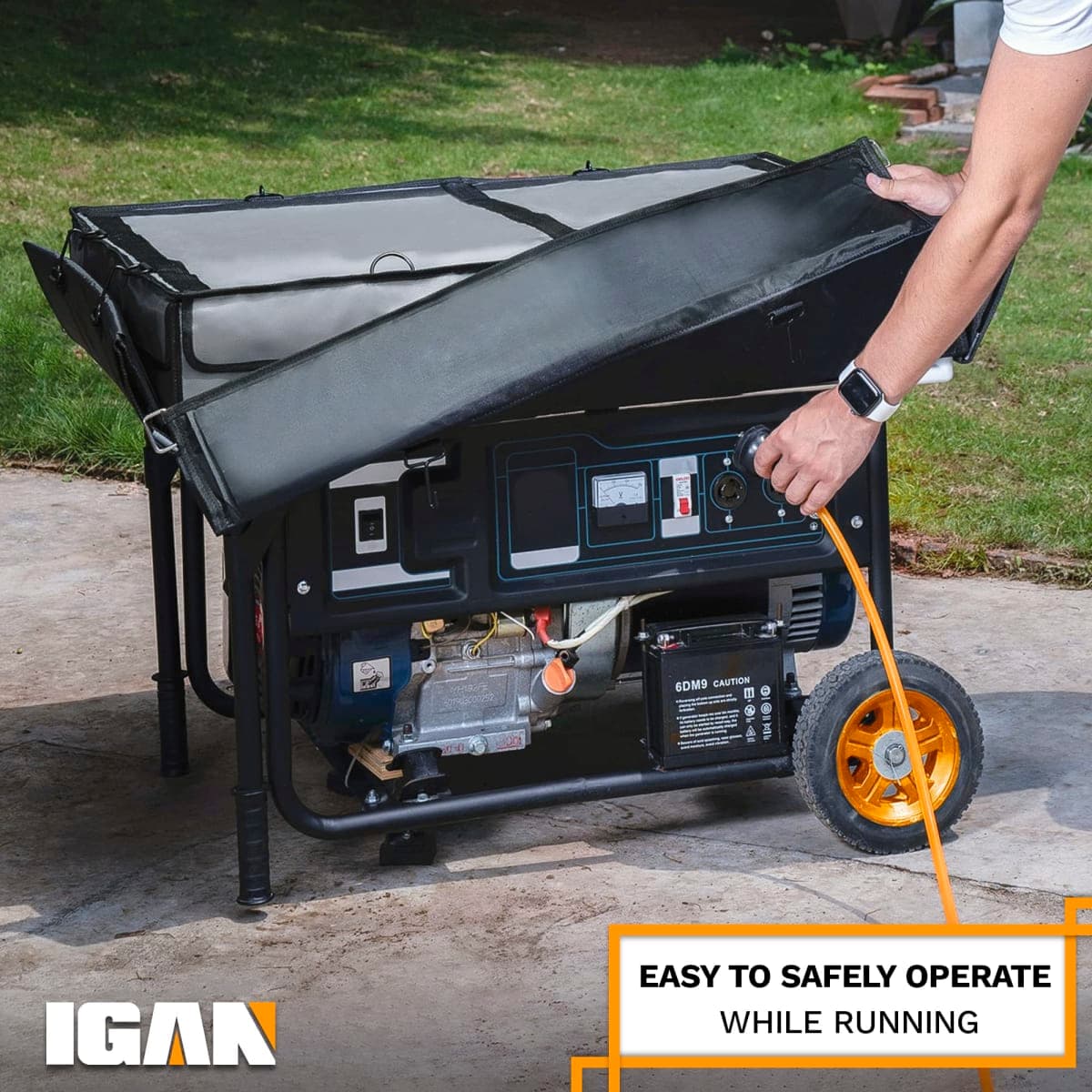 IGAN Generator Tent Running Cover Pro, Ultra Heavy Duty Tarpaulin Enclosure with Windproof Kit, Portable All-Weather Generator Rain Shelter for Most 3500w-12000w generators, Gray-2 thumbnail 5