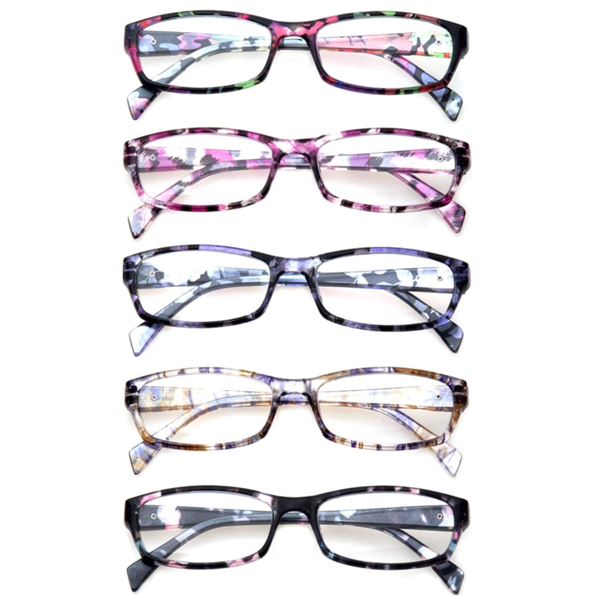 Kerecsen Reading Glasses 5 Pairs Fashion Ladies Readers Spring Hinge with Pattern Print Eyeglasses for Women (Mix Color -2, 1.75) thumbnail 5