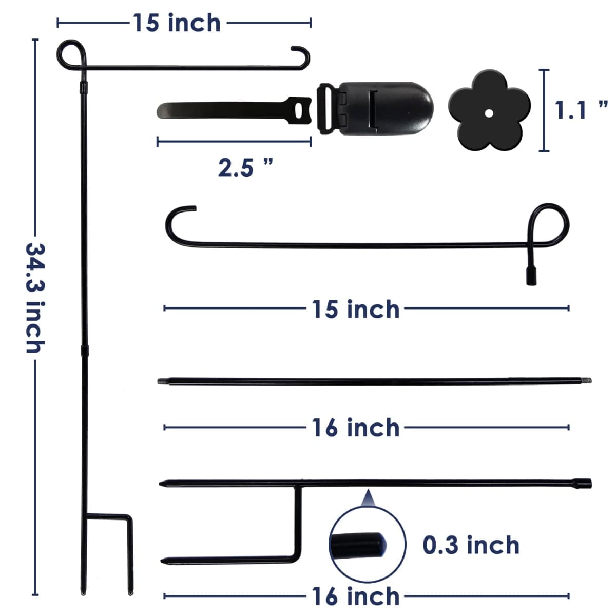hogardeck 2PC Garden Flag Holder Stand, Thickened Pole Sturdy and Straight Premium Yard Flag Holder Weather-Proof Metal Flagpole with Stopper and Clip Fit for American Flag, Fall Garden Flag thumbnail 5