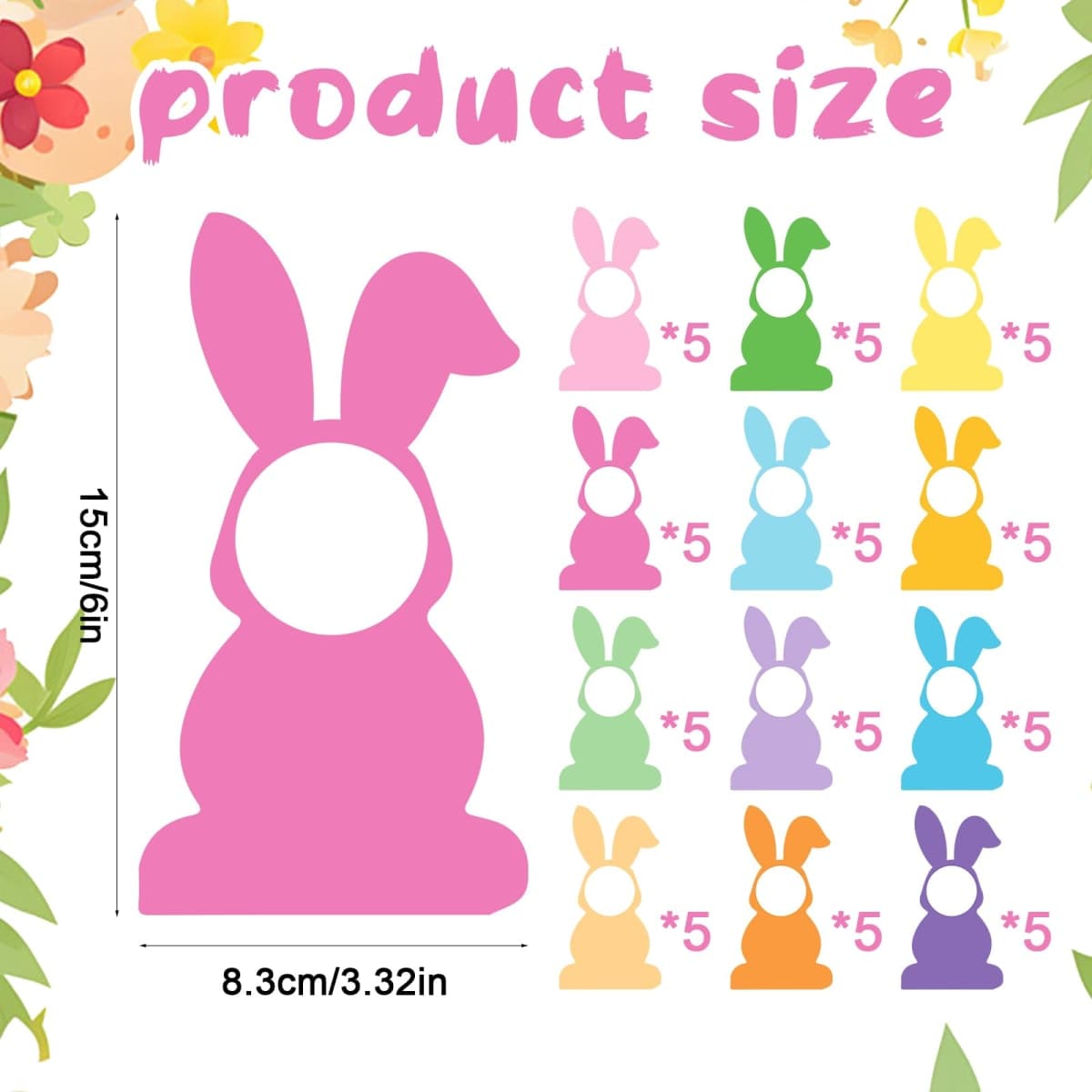 60 Pcs Easter Bunny Cutouts with Photo Space Colorful Rabbit Shape Paper Easter Bunny DIY Photo Cutout Spring Bulletin Board Decor for DIY Craft Party Office Home Deocr thumbnail 2
