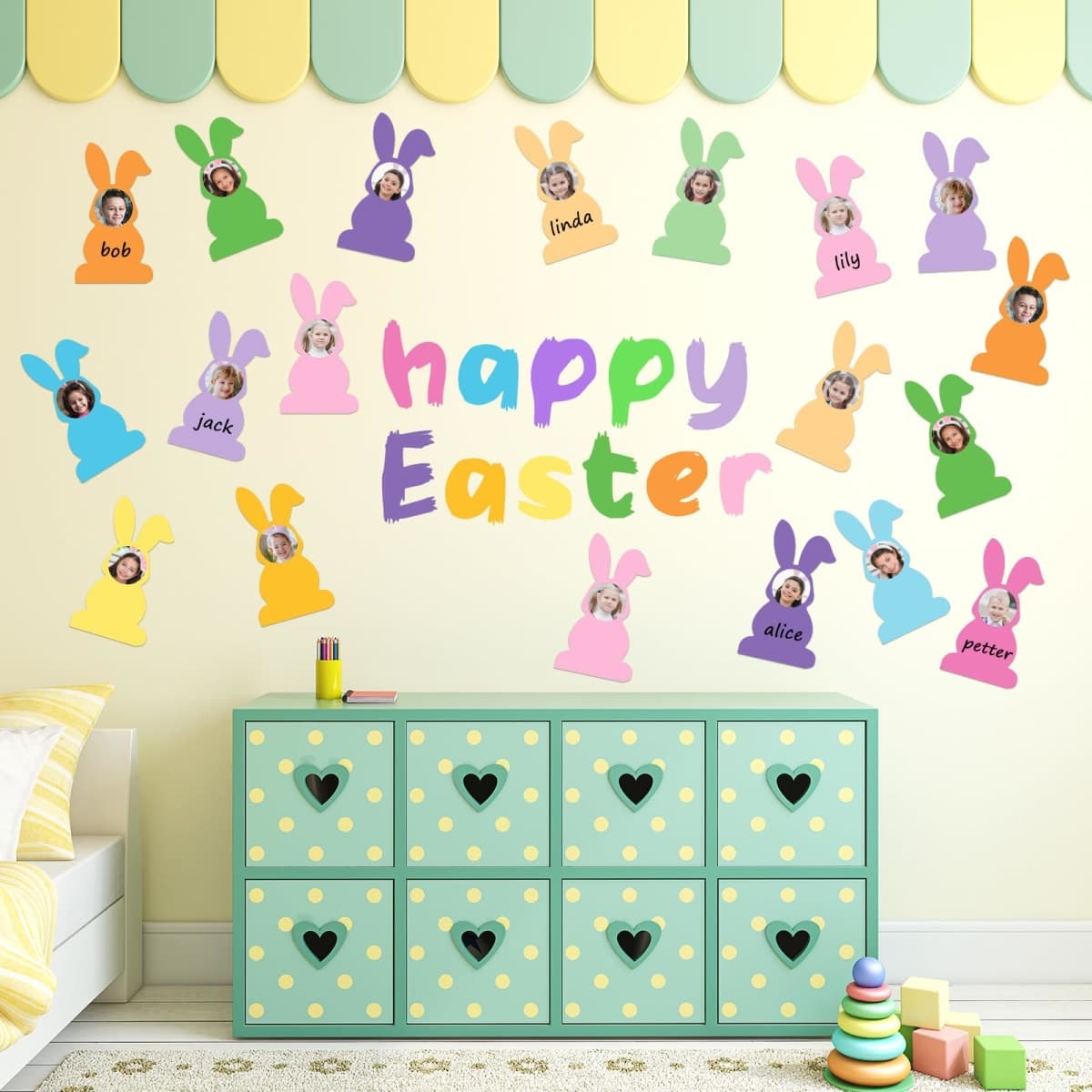 60 Pcs Easter Bunny Cutouts with Photo Space Colorful Rabbit Shape Paper Easter Bunny DIY Photo Cutout Spring Bulletin Board Decor for DIY Craft Party Office Home Deocr thumbnail 4