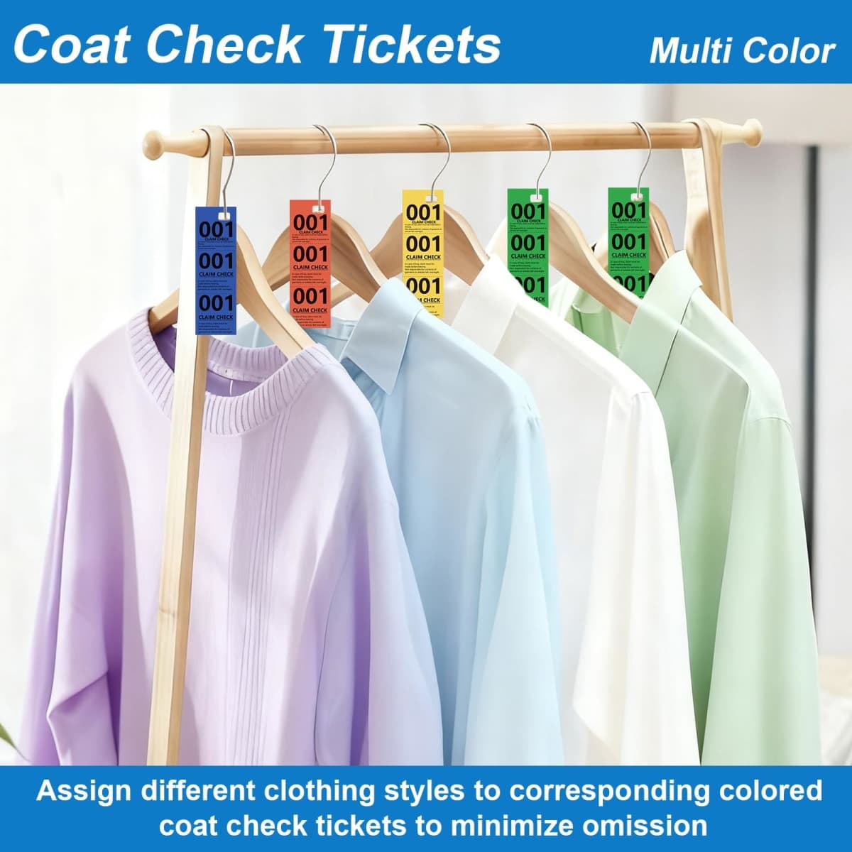 2000 Pcs Coat Check Tickets Multi Color Paper Coat Room Check Tags Perforated Tear-Off Coat Check Numbers 3 Part Claim Tags for Clothing (2000, Dark Blue&Yellow&Dark Green&Red, 1.7 * 5.1inch) thumbnail 5