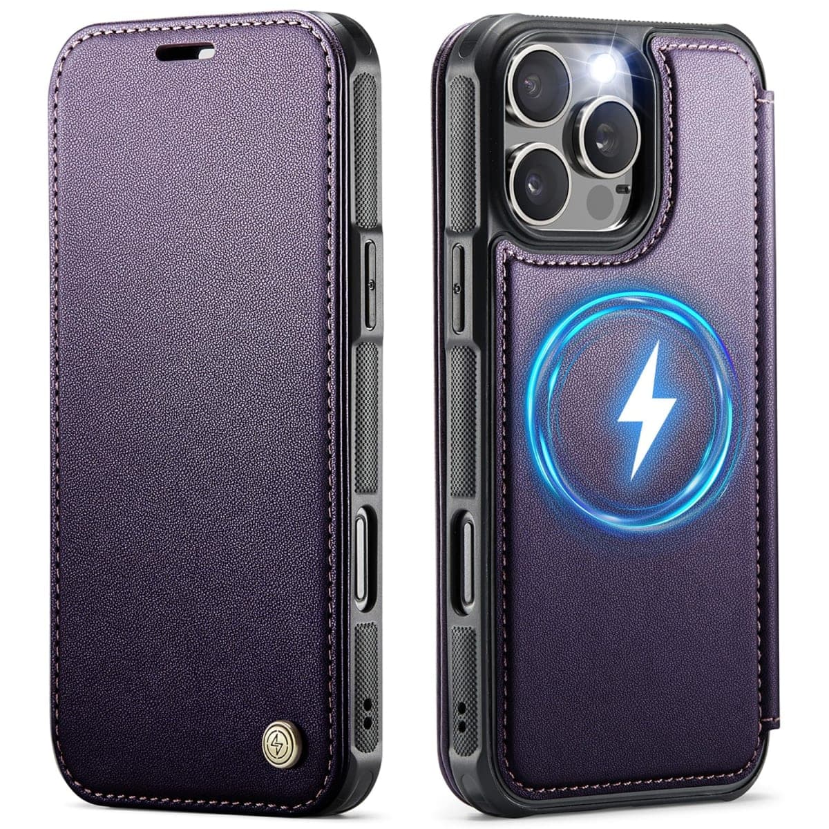 PlusnapX for iPhone 16 Pro Max Case Wallet Compatible with Magsafe, PU Leather Flip RFID Blocking Card Holder Stand Shockproof Magnetic Women Men Wallet Phone Case Cover for iPhone 16 Pro Max, Purple — image 1
