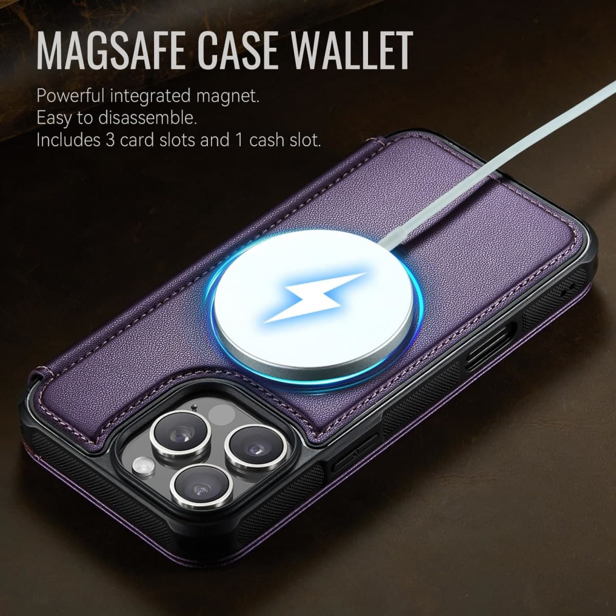 PlusnapX for iPhone 16 Pro Max Case Wallet Compatible with Magsafe, PU Leather Flip RFID Blocking Card Holder Stand Shockproof Magnetic Women Men Wallet Phone Case Cover for iPhone 16 Pro Max, Purple thumbnail 4